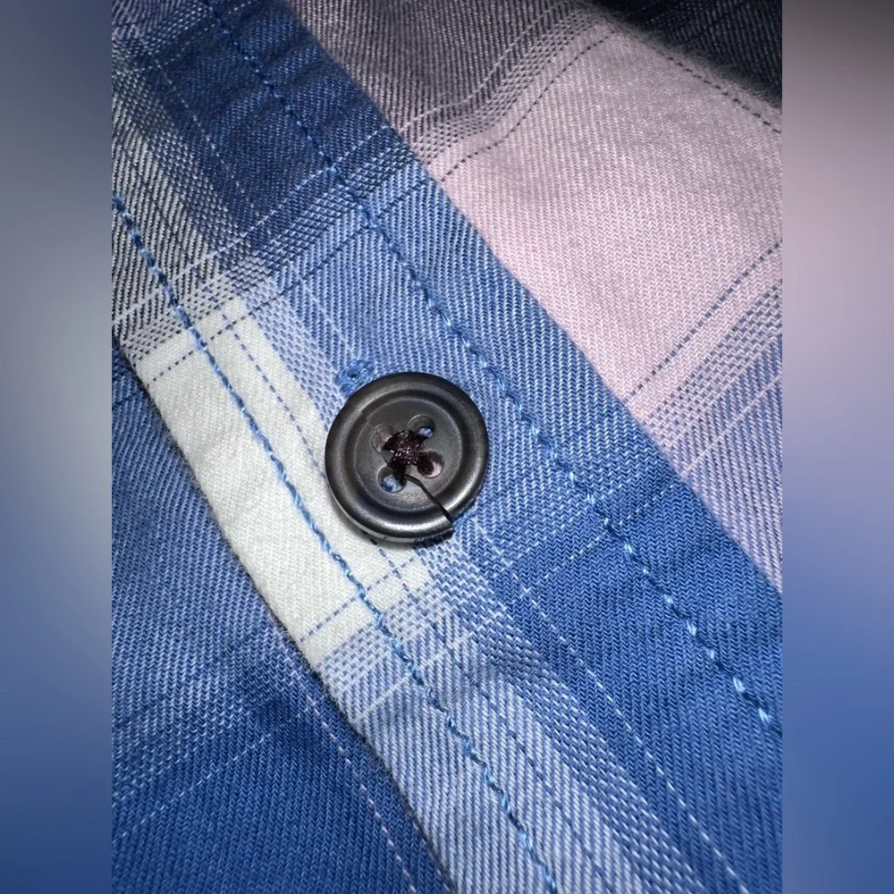 Cat & Jack Boys Pink Blue Plaid Long Sleeve Button Up‎ Shirt Size XL (16) *FLAW*